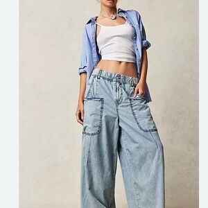 We The Free Shibuya Pull-On Wide- Leg Jeans Light Blue Wide-Leg Jeans Size S NWT